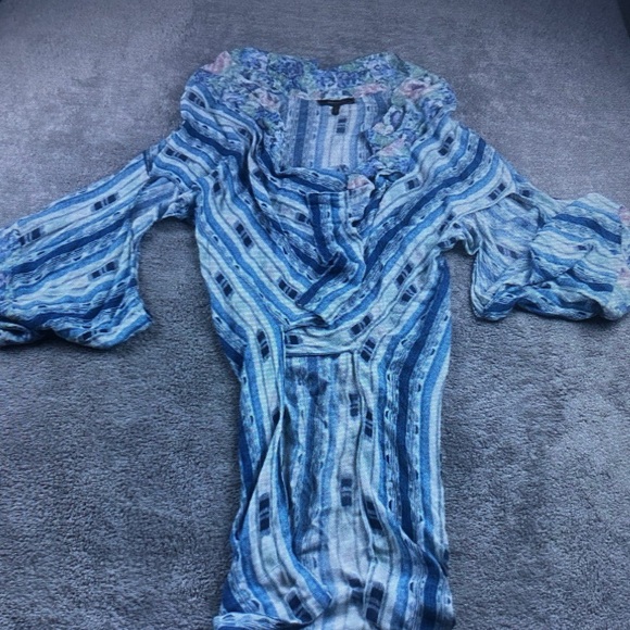 Tops - Blue Striped V-Neck Women's Top